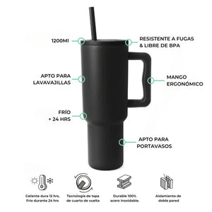 Vaso Térmico Premium 1200ml Negro